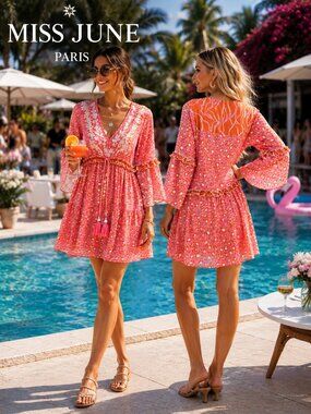 New MISS JUNE PARIS Rosie 100% COTTON dress Fits all sizes between 32-42  (5JS)